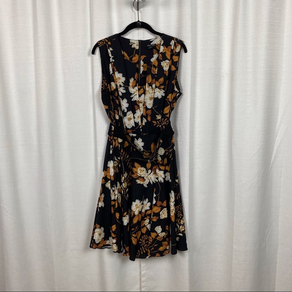 City Chic Black Floral Golden Leaf Midi Dress Sz.XS(14) - Picture 5 of 15